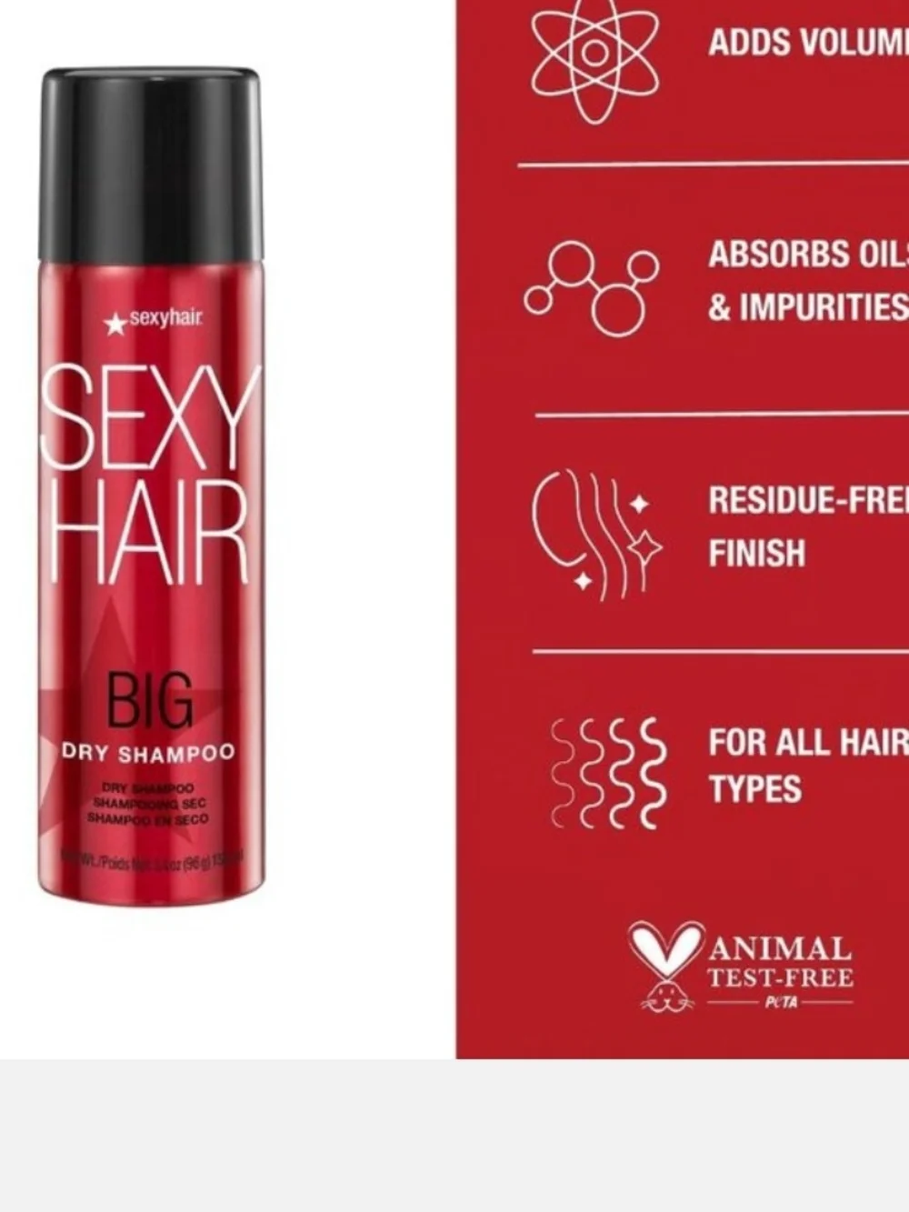 SexyHair BIG Dry Shampoo Volumizing Cleansing 3.4 Oz Sexy Hair Spray New